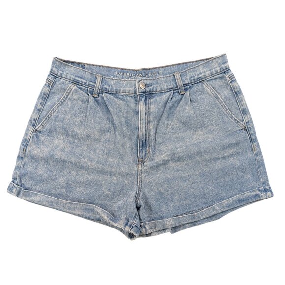 AMERICAN EAGLE Mom Shorts 14 Light Wash Vintage-Look Pleated Front 90's Mom - Picture 2 of 9